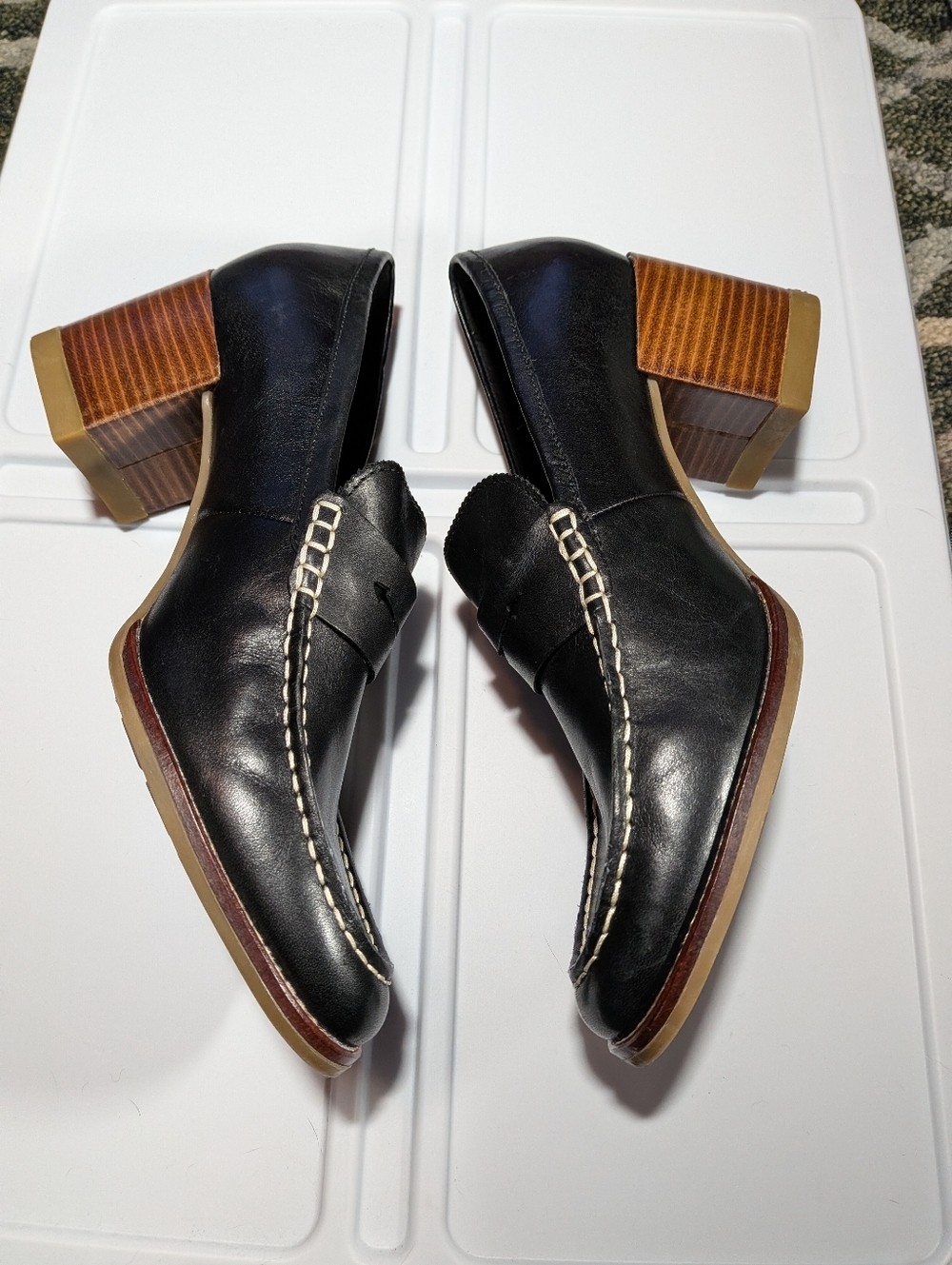 Size 12 Women's Sperry Top Sider Seaport Penny Heel In Black Leather - Picture 9 of 9